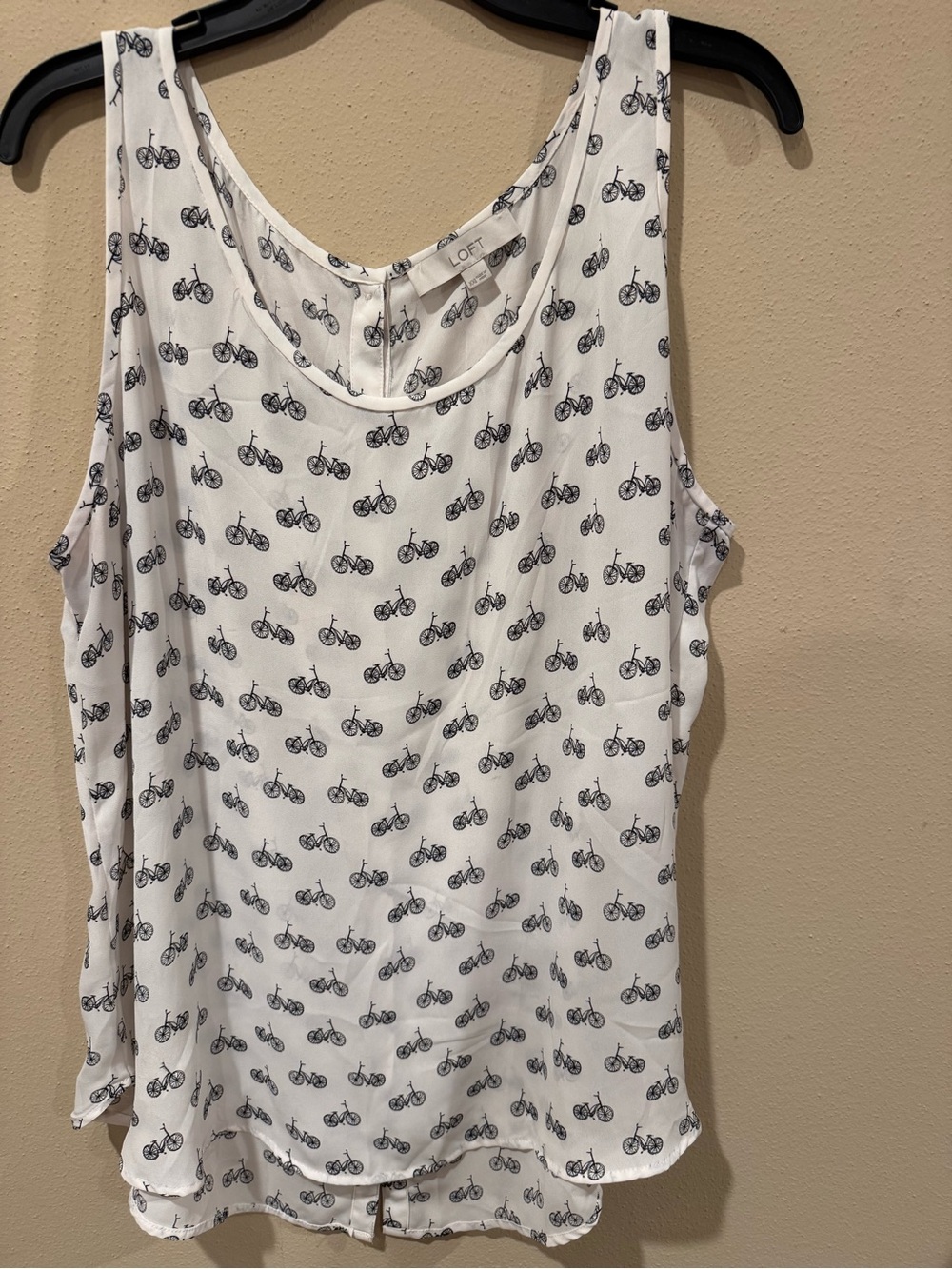 LOFT White Bicycle Print Sleeveless Camisole